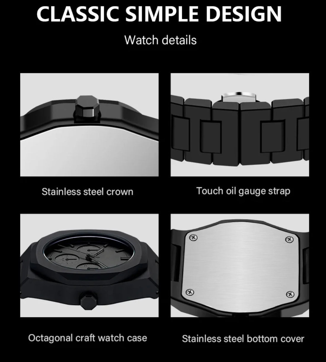 Arabic Black Aura Watch + Stainless Steel Ring Free