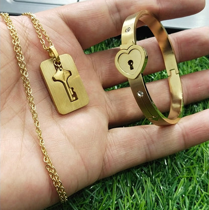 Heart Lock Bracelet with Key
