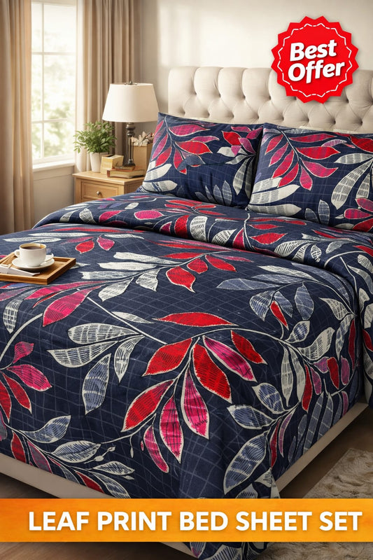 Midnight Crimson Leaf Bedding Set