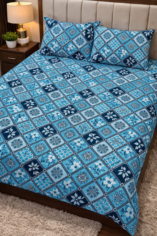 Blue Emerald Blossom Comfort Bedsheet Set