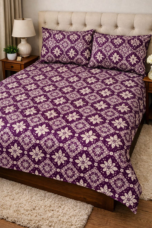 Purple Emerald Blossom Comfort Bedsheet Set