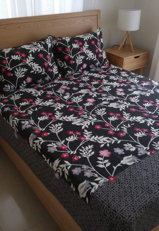Black Blossom Serenity Bedsheet set